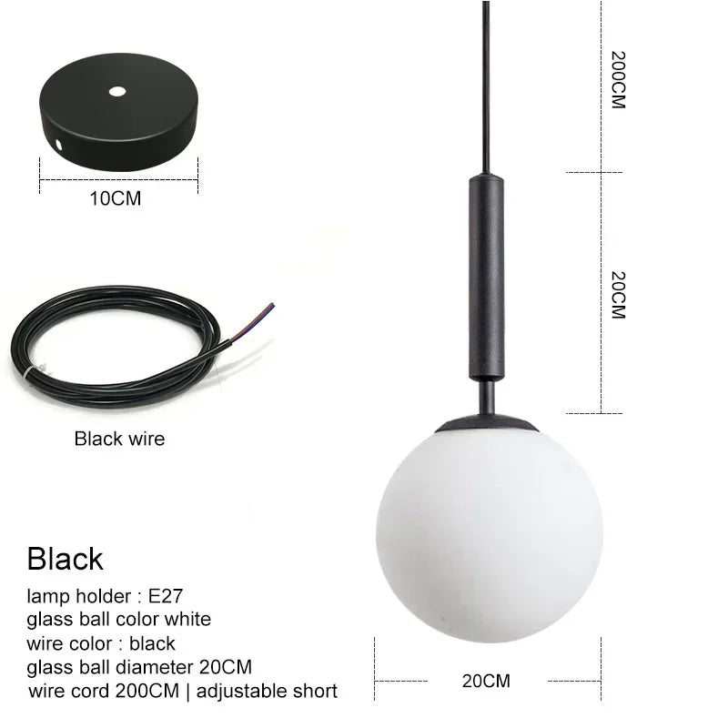 DecorBites™ Glass Ball Pendant Chandeliers for Dining Room Bedroom Lighting