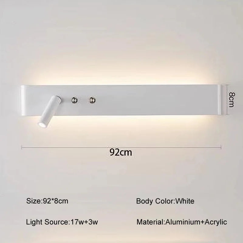 DecorBites™ 8W/20W Long Led Wall Light Switch, Aluminum Fixture for Living Room Bedroom.