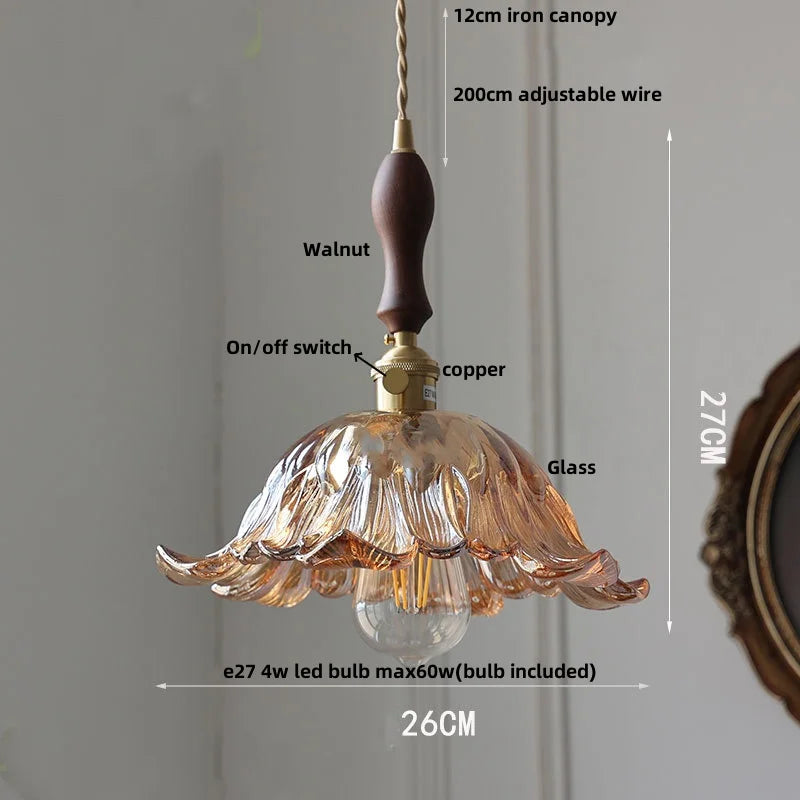DecorBites™ Green Glass LED Pendant Light: Nordic Modern Hanging Lamp for Bedroom Dining Room
