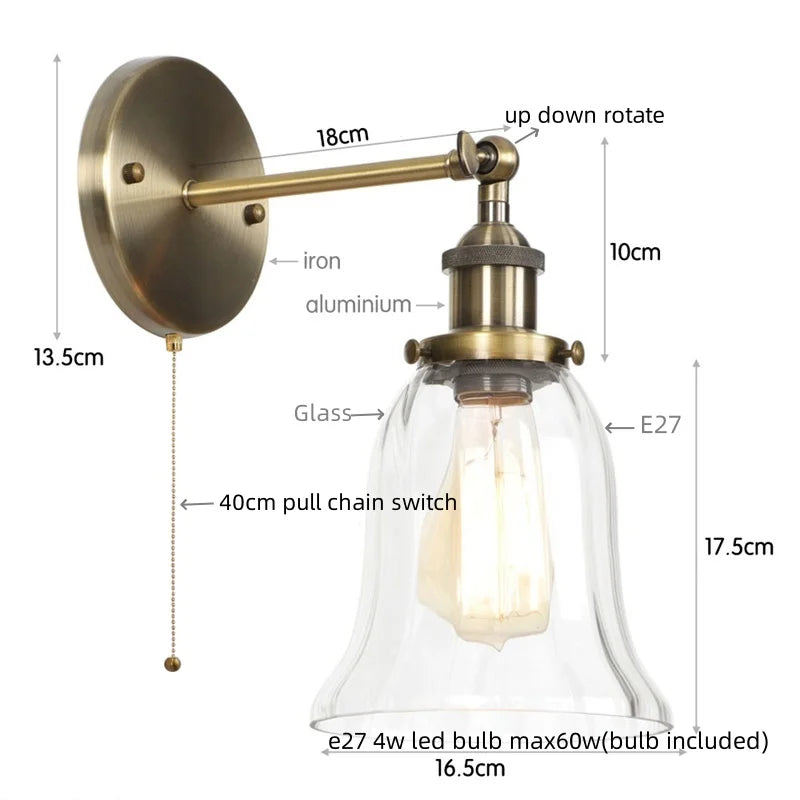 DecorBites™ LED Glass Wall Lamp Industrial Stair Light Fixture for Home Decor
