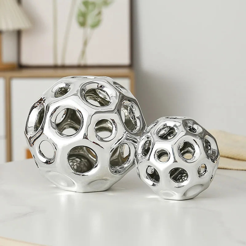 DecorBites™ Geometric Golden Hollow Abstract Sphere Sculpture Decor for Home