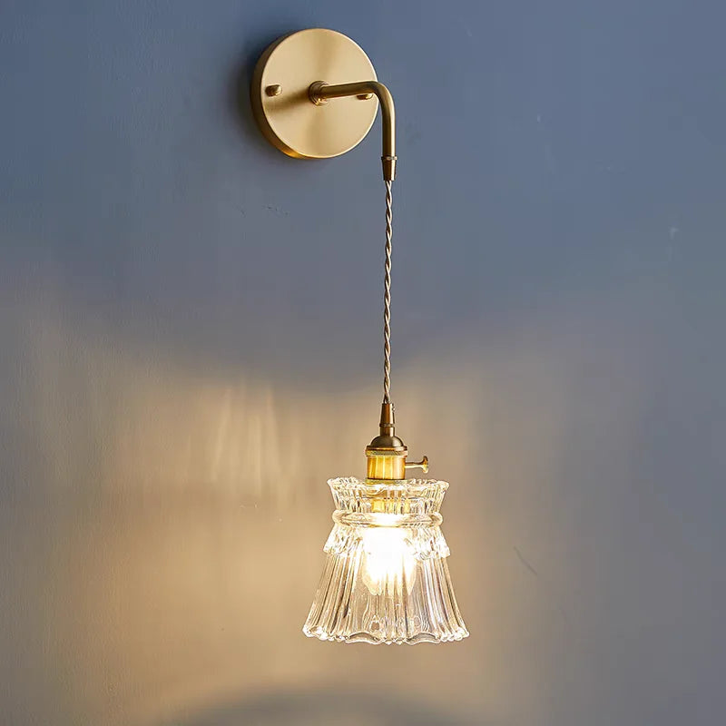 DecorBites™ Clear Glass LED Wall Lamp Pull Chain Switch Modern Luxury Home Decor