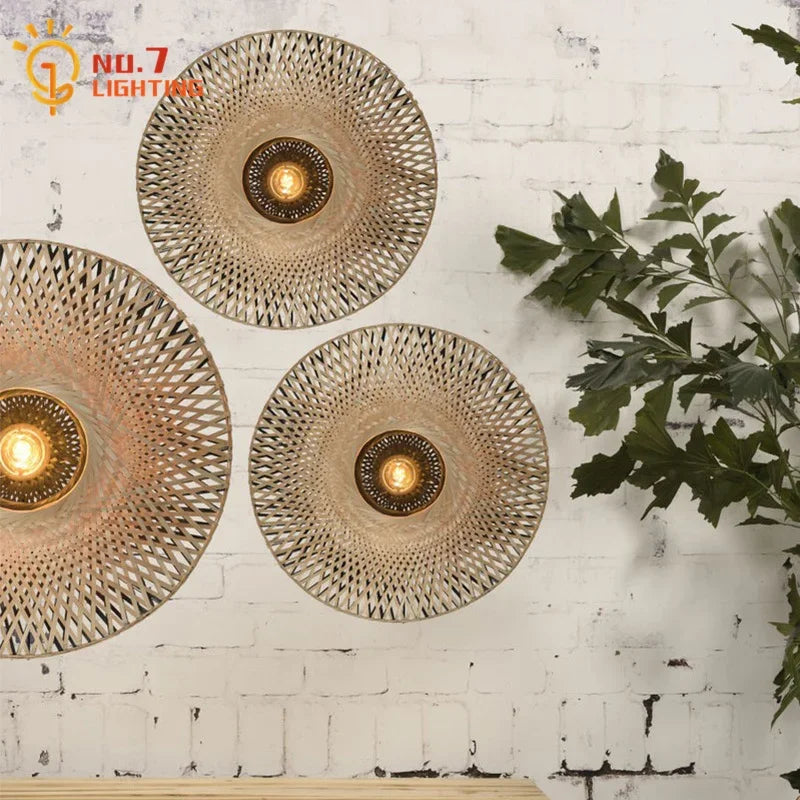 DecorBites™ Bamboo Weaving Wall Lamp LED E27 Zen Art Decor for Study Tea Living Room