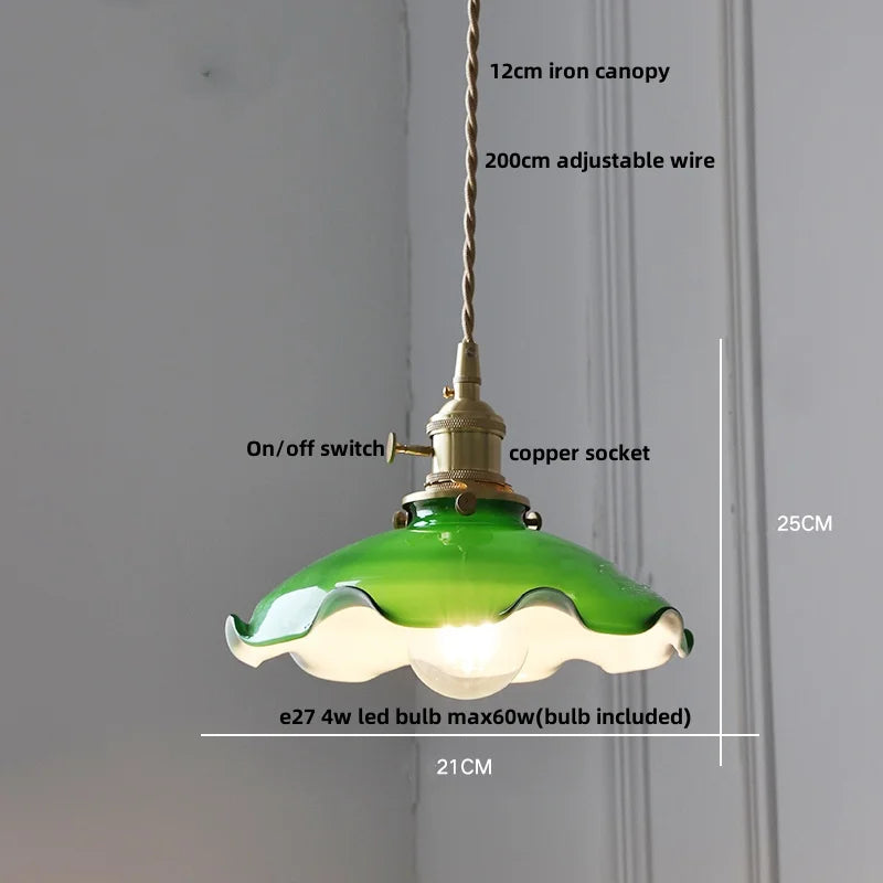 DecorBites™ Green LED Pendant Lights E27 Knob Switch Kitchen Living Room Hanging Lamps