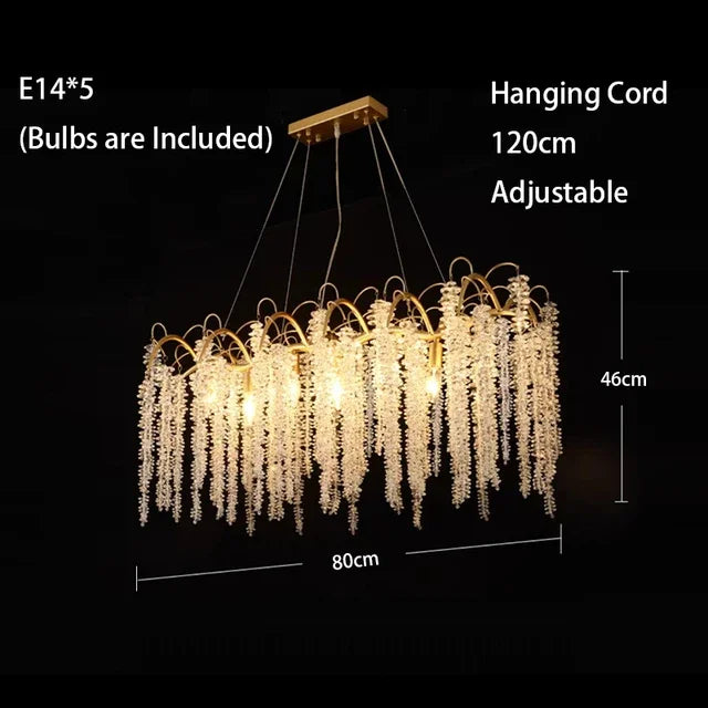 DecorBites™ Gold Glass LED Crystal Chandeliers for Luxe Dining Room Decor
