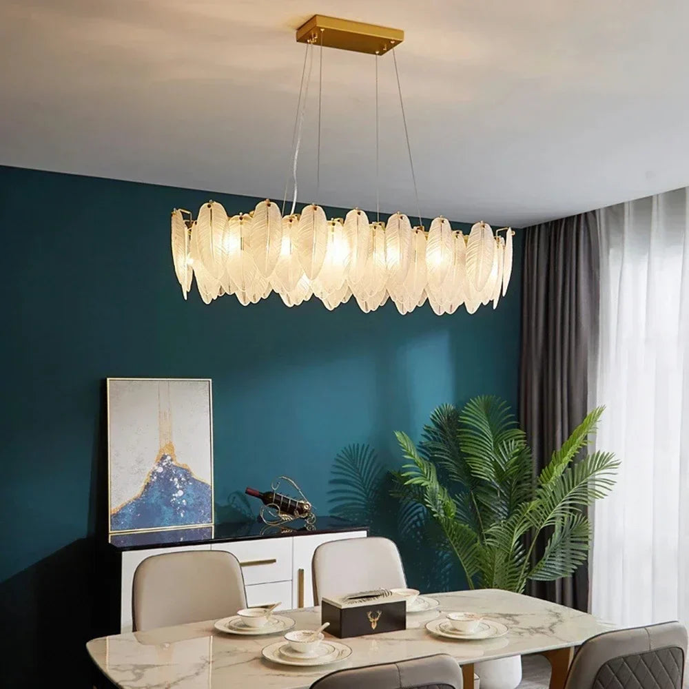 DecorBites™ Crystal Feather Chandelier: Luxury Pendant for Home Decor & Designer Ceiling Fixture