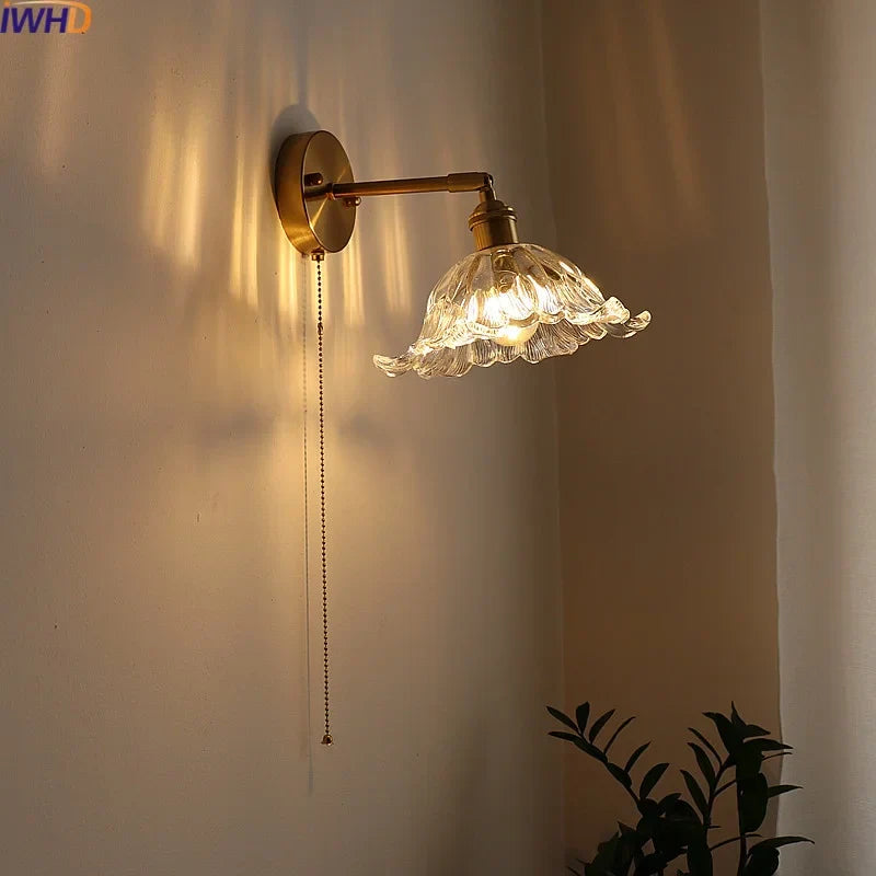 DecorBites™ Glass Sconce LED Wall Lamp, Copper Nordic Bedroom Light Fixtures