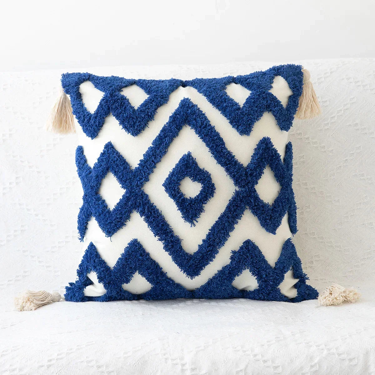 DecorBites™ Boho Geometric Tufted Cushion Cover Cotton Canvas Pillow Covers