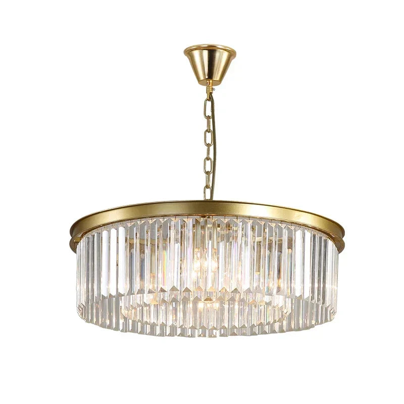 DecorBites™ Gold Black Metal Crystal Pendant Lights Chain Hanging LED Suspension Lamp Fixtures