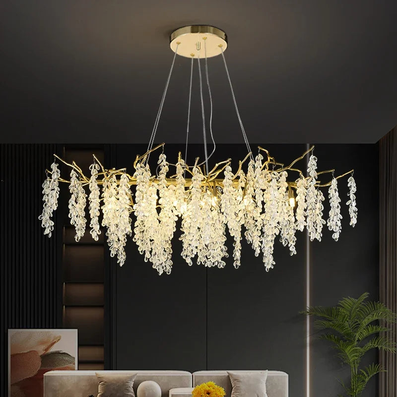 DecorBites™ Golden Branch Crystal Chandelier for Luxurious European Living Room