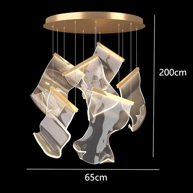 DecorBites™ Crystal Chandelier Stair Pendant Lamp Living Room Lighting