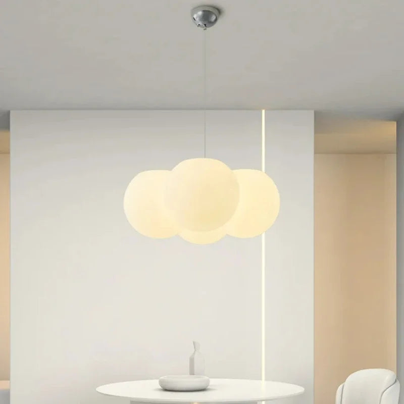 DecorBites™ Glass Ball Milky White Chandelier for Home Decor Fixture