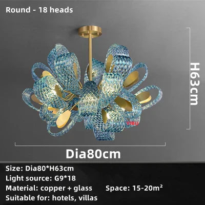DecorBites™ Blue Glass LED Pendant Lamps: Modern Chandelier Lighting for Hallway, Bedroom, Living Room