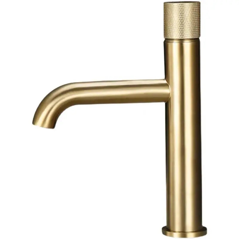 DecorBites™ Brushed Gold Basin Faucet: Solid Brass Hot Water Mixer Sink Tap