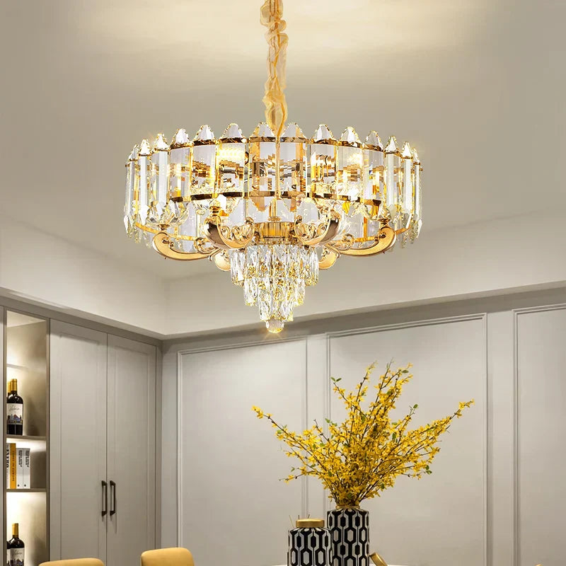 DecorBites™ Crystal Chandelier: American Luxury LED Pendant for Living Room, Dining Room, and Bedroom