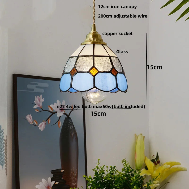 DecorBites™ Blue Glass LED Pendant Lamp: Nordic Modern Hanging Light.