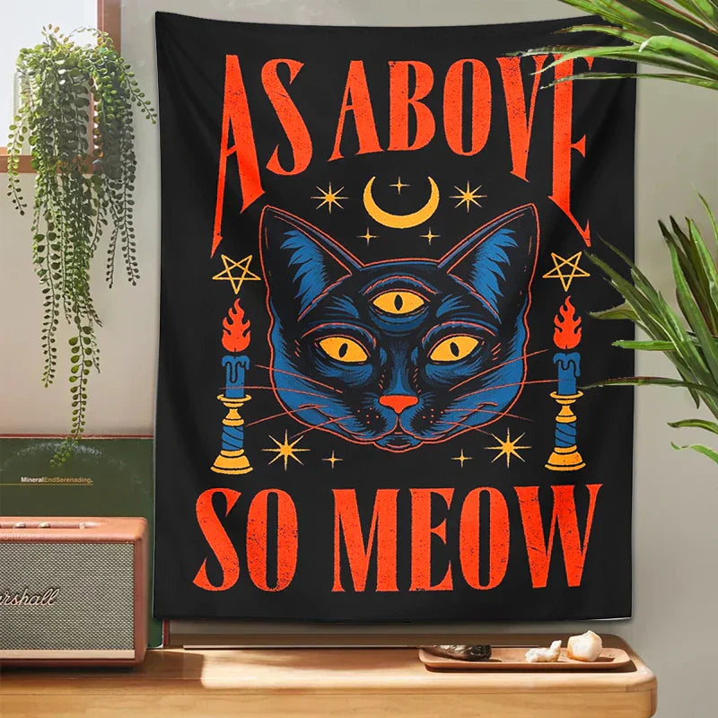 DecorBites™ Cat Tarot Tapestry Wall Hanging Moon Star Room Decoration
