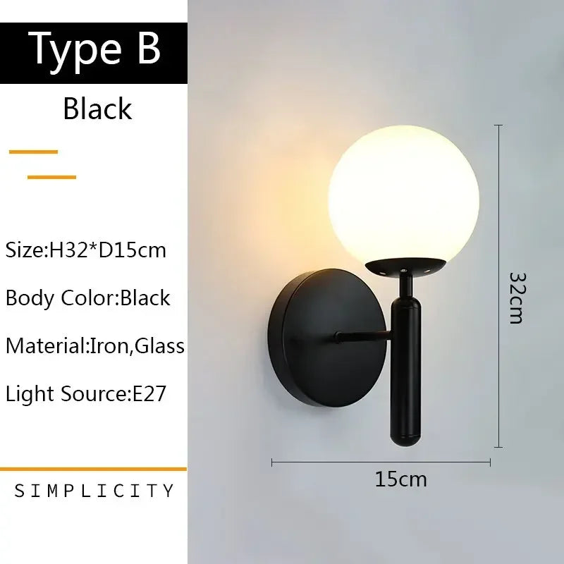 DecorBites™ Glass Ball LED Wall Lamp for Bedroom and Living Room
