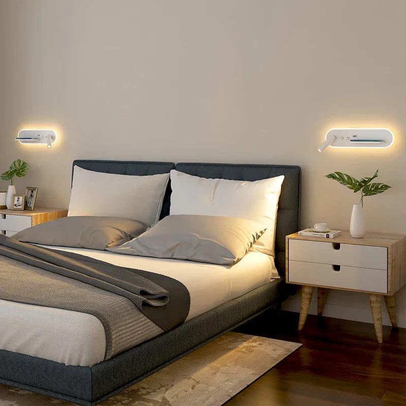 DecorBites™ Bedside Wall Lamps with Switch, USB Port, Wireless Charging for Home Bedroom
