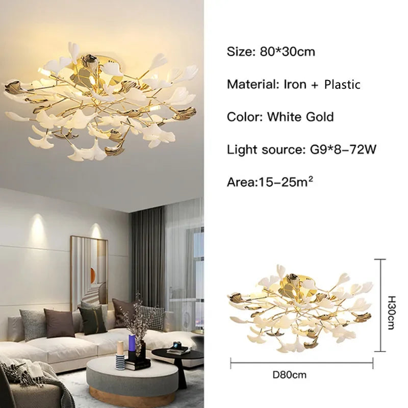 DecorBites™ Ginkgo Leaf Pendant Chandelier for Nordic Romantic Living Room Decor