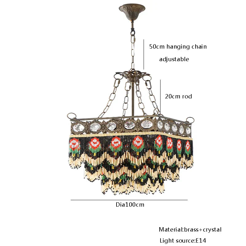 DecorBites™ Black Rose Tassel Pendant Lights, Classic Retro Lustres for Living Room