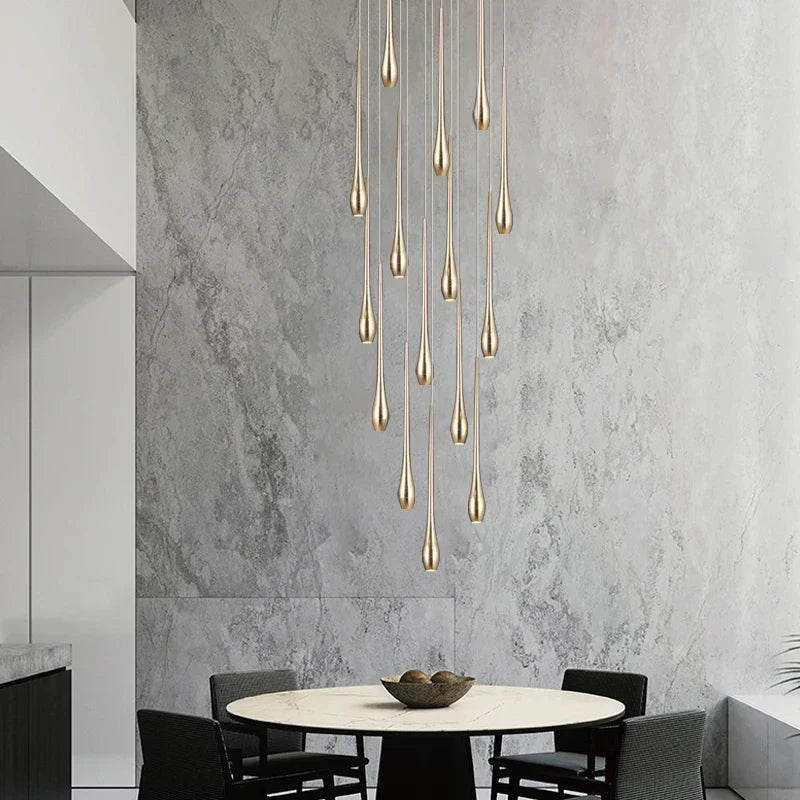 DecorBites™ Gold LED Chandelier for Duplex Villa Living Room and Staircase