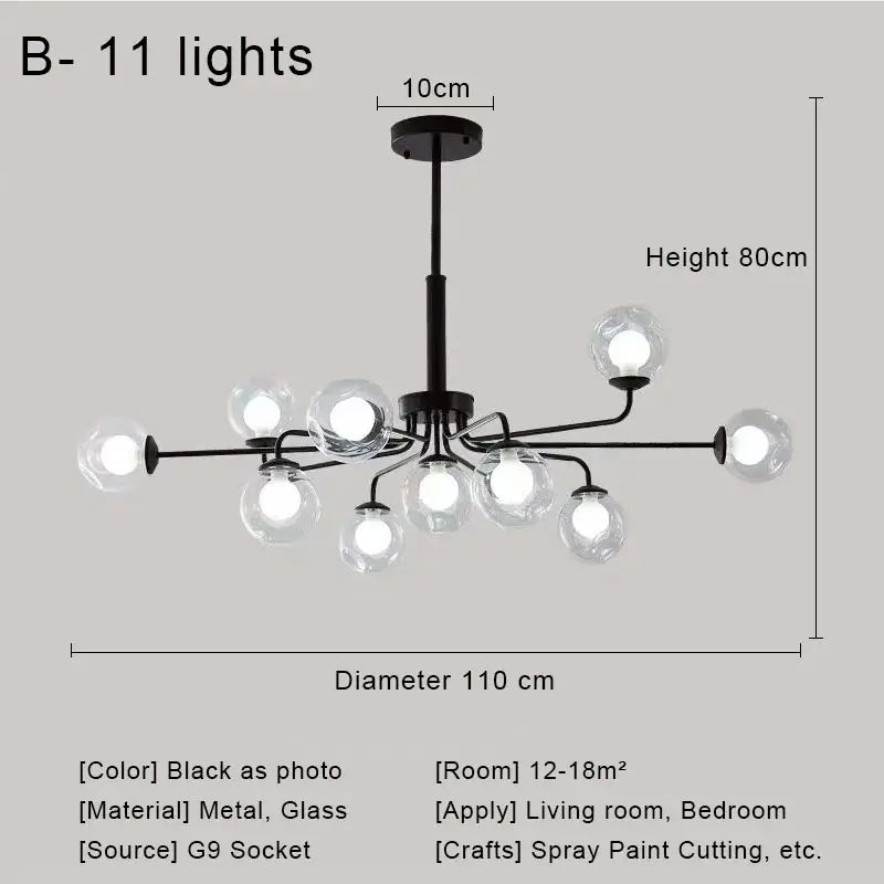 DecorBites™ Glass Ball Pendant Chandelier for Living Room Bedroom Dining Room