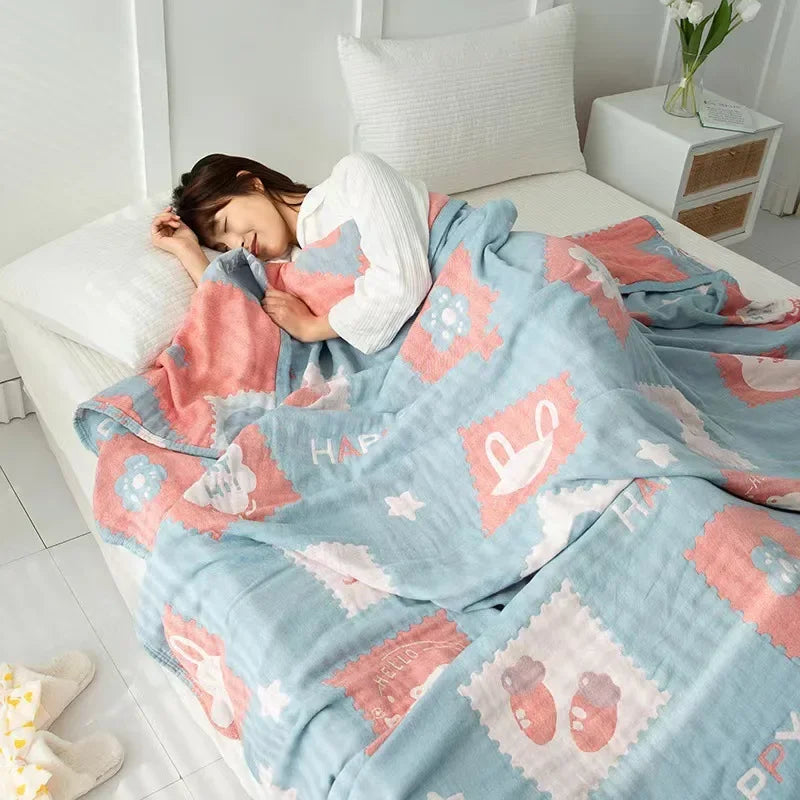 DecorBites™ Double Cotton Blanket: Soft & Breathable Bed Cover
