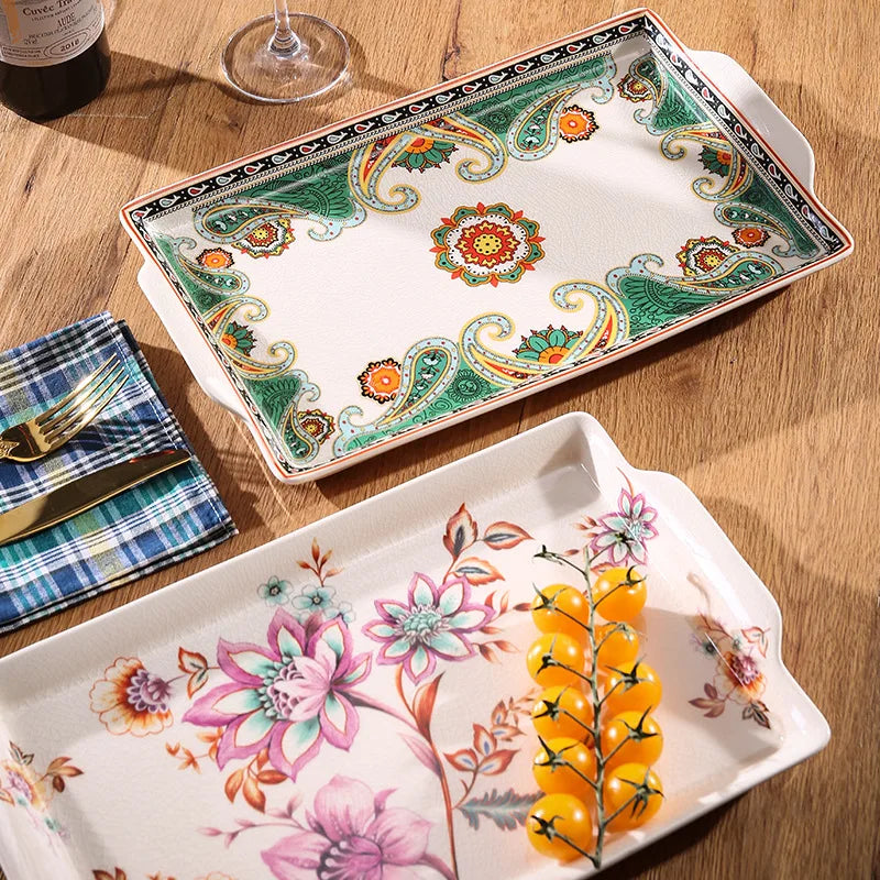 DecorBites™ Ice Crack Tray: Moroccan Food Plate, Middle East Holder Tray for Home Kitchen