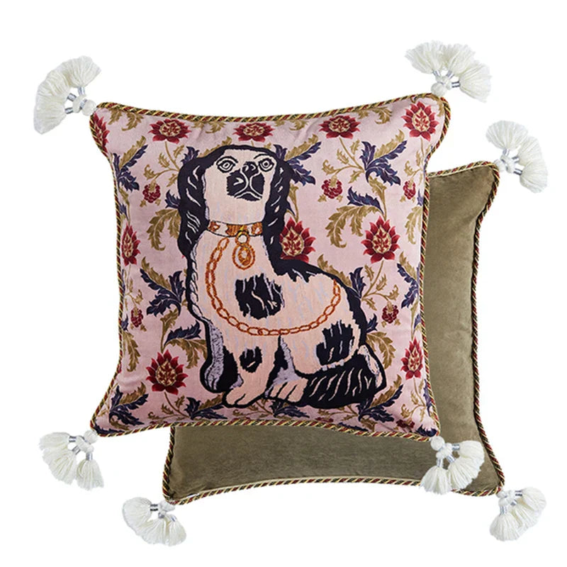 DecorBites™ Cat Print Velvet Throw Pillow Case Luxury Cushion Hand Made