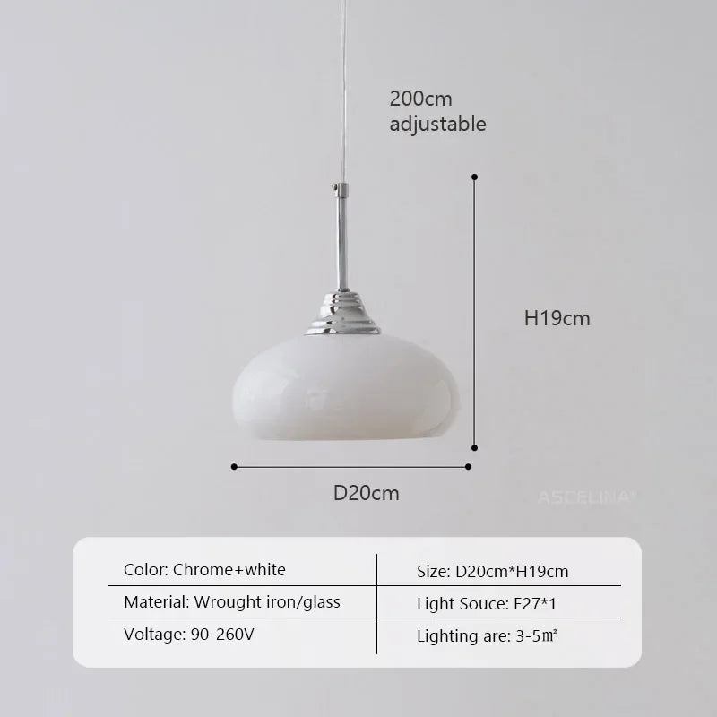 DecorBites™ Cream Glass Nordic LED Pendant Light for Home Decor and Lighting