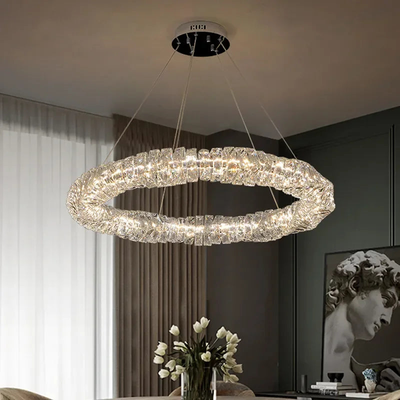 DecorBites™ Crystal LED Pendant Lights | Dimmable Ring Hanging Lamp | Modern Luxury Decor Fixtures