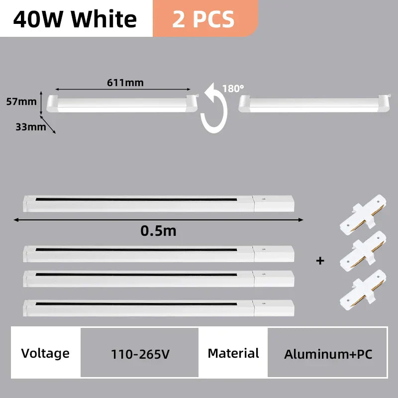 DecorBites™ LED Track Light Set: Rail Track Lamp, Floodlight, Chandelier for Home Decor.