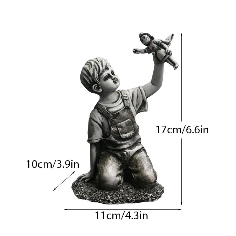 DecorBites™ Banksy Sculpture Boy NHS Super Nurse Angel Figurines for Home Decor