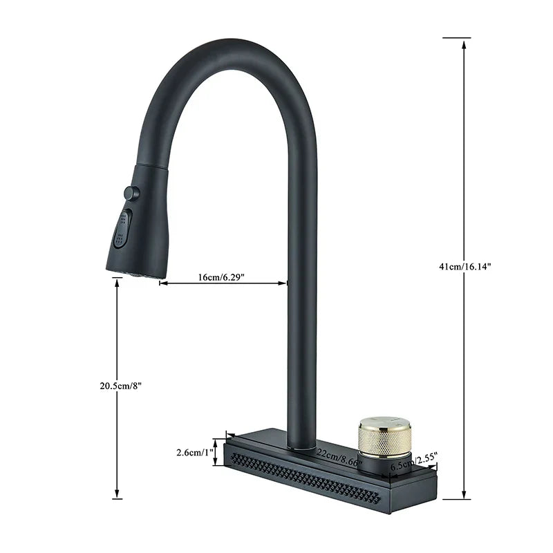 DecorBites™ Black Kitchen Faucet: Flexible Pull Out 3 Nozzle Mixer Tap