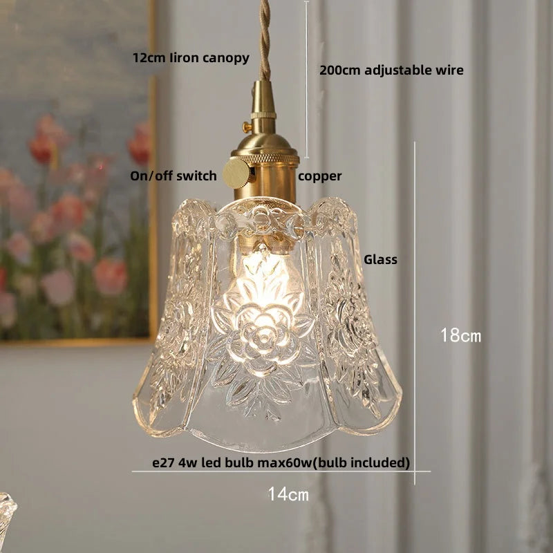 DecorBites™ Clear Glass Copper Pendant Lights Adjustable Modern Wire Nordic Vanity Light
