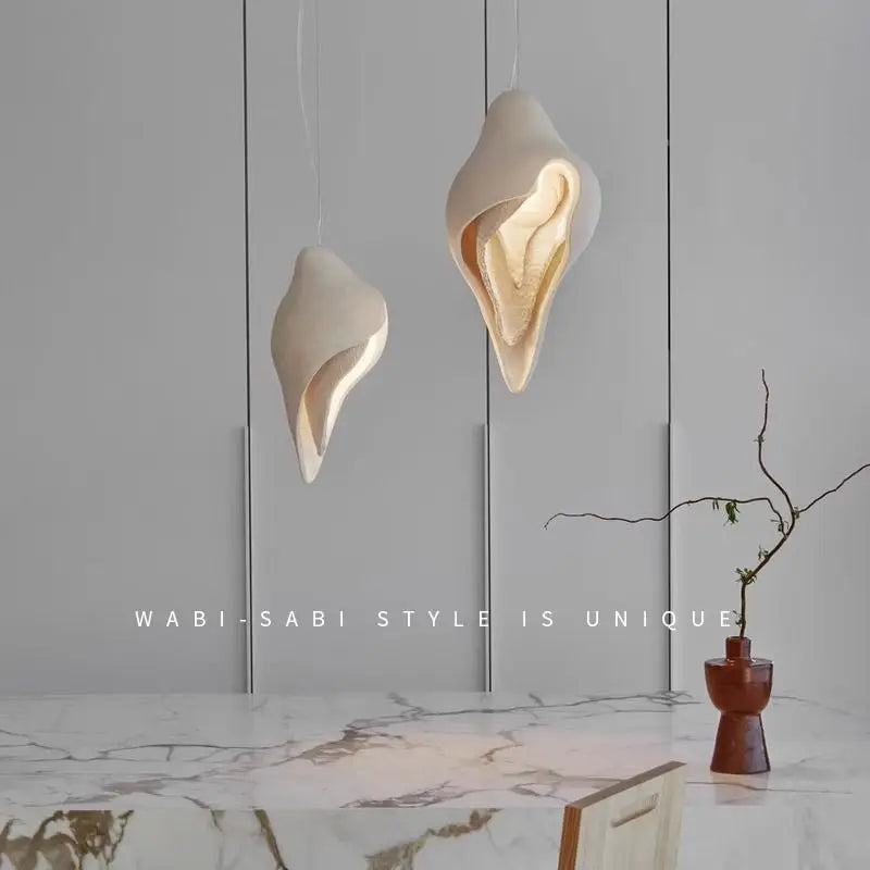 DecorBites™ Gypsum Conch Pendant Lamp, Wabi Sabi Style for Living Room, Bedroom, and Staircase