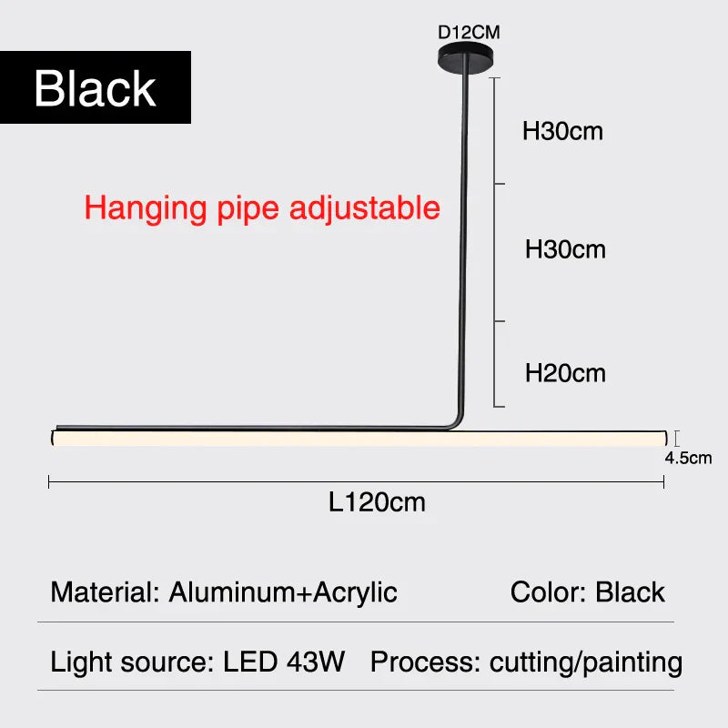 DecorBites™ Black LED Chandelier: Modern Dimmable Pendant Lights for Dining Room & Kitchen.
