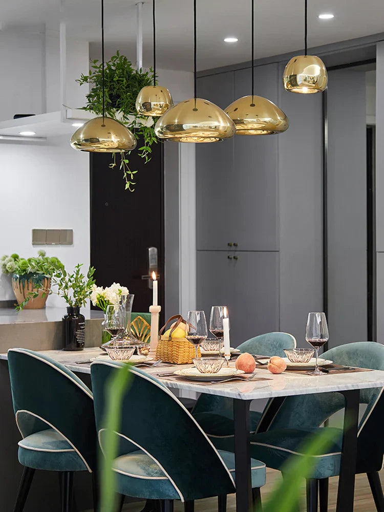 DecorBites™ Glass Gold Ceiling Pendant Lamps LED Dining Bar Kitchen Lighting Fashion Lustres