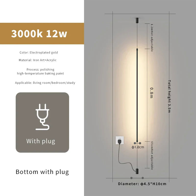 DecorBites™ Bedside Pendant Light Straight Strip Floor Ceiling Decorative Wall Lights