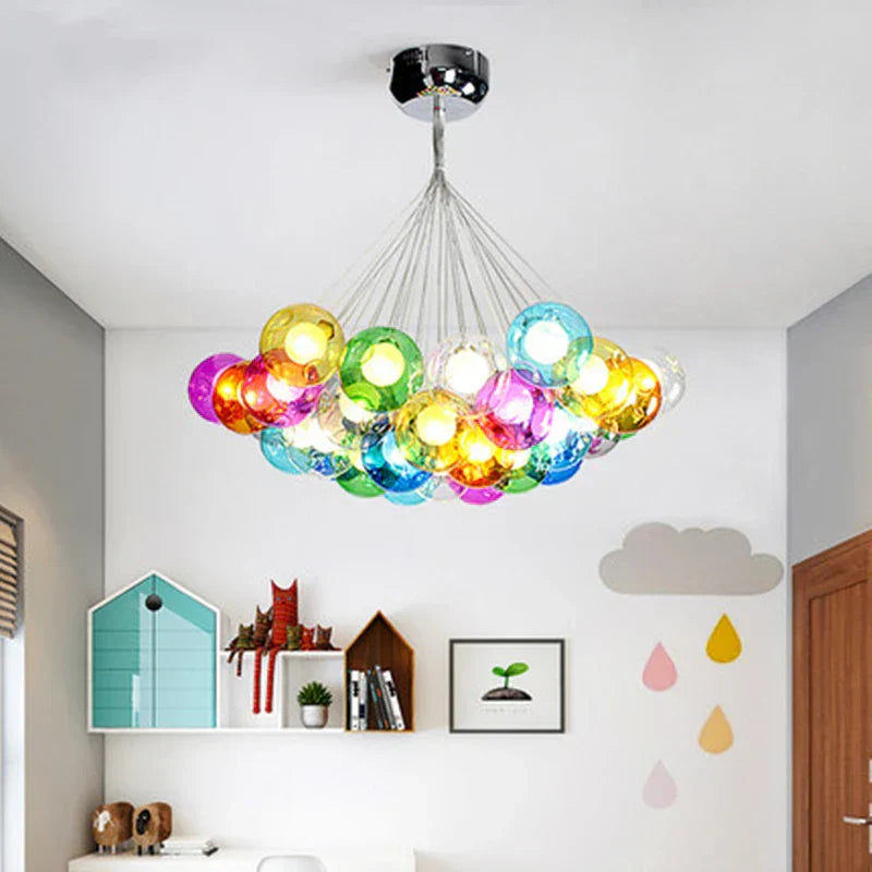 DecorBites™ Glass Ball Bubble Chandelier: Nordic Modern Pendant Light for Living Room, Bedroom, Dining Table