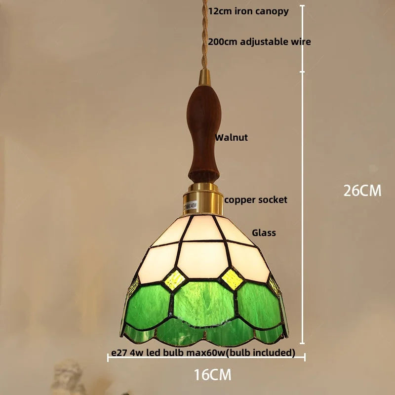 DecorBites™ Conch Glass LED Pendant Light Fixture Tiffany Children Dining Room Hang Lamp