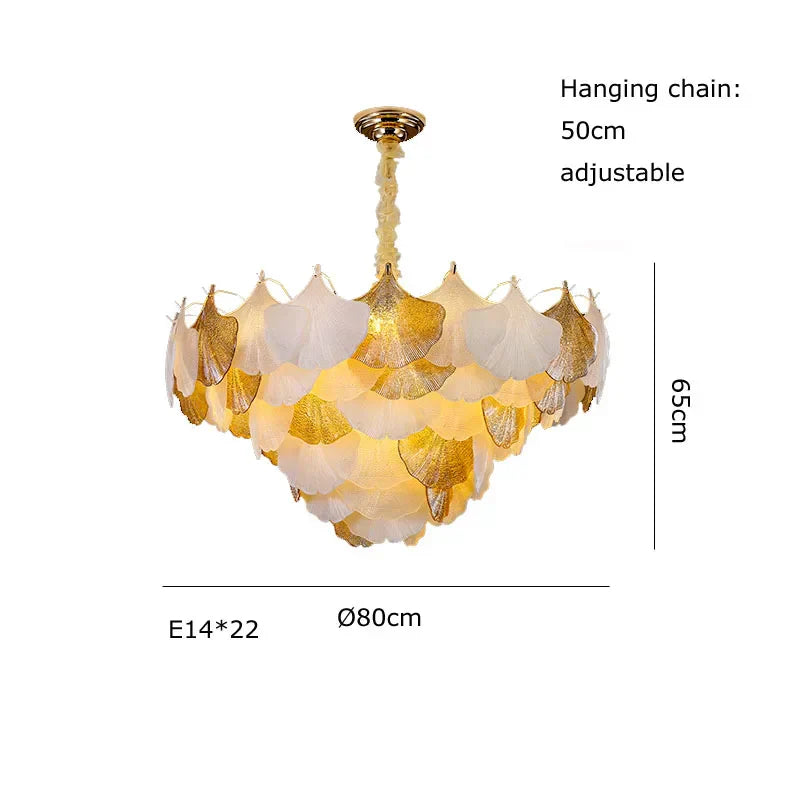 DecorBites™ Ginkgo Gold LED Chandelier Fixture for Living Room