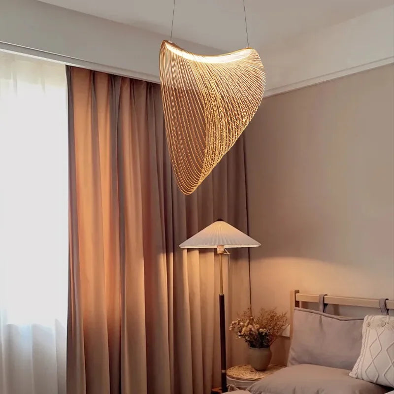 DecorBites™ Bird's Nest LED Pendant Lights Wooden Acrylic Chandelier Dining Room Lighting