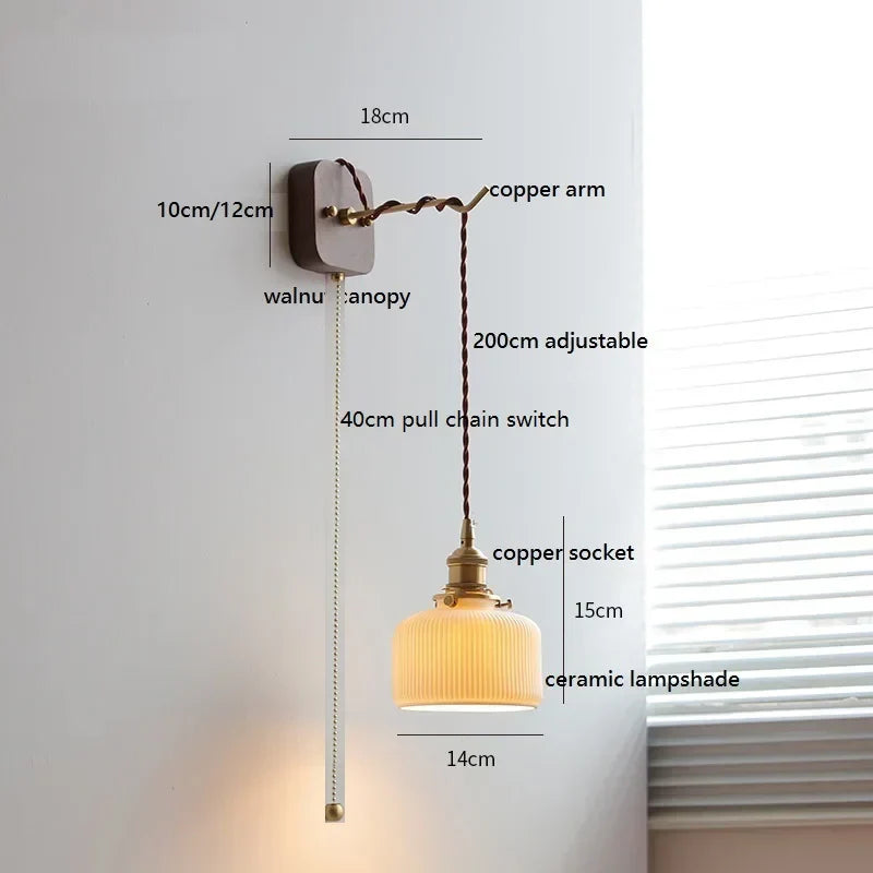 DecorBites™ Ceramic Ball LED Wall Lights with Pull Chain Switch for Bedroom Bathroom