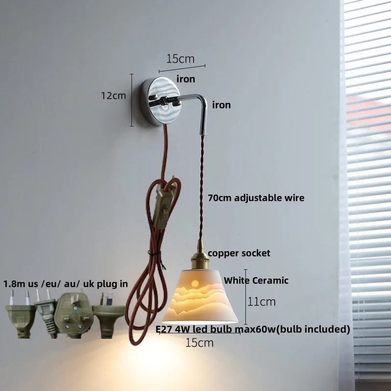 DecorBites™ Ceramic LED Wall Sconce Modern Nordic Design Adjustable Pull Chain Switch WC Mirror Light