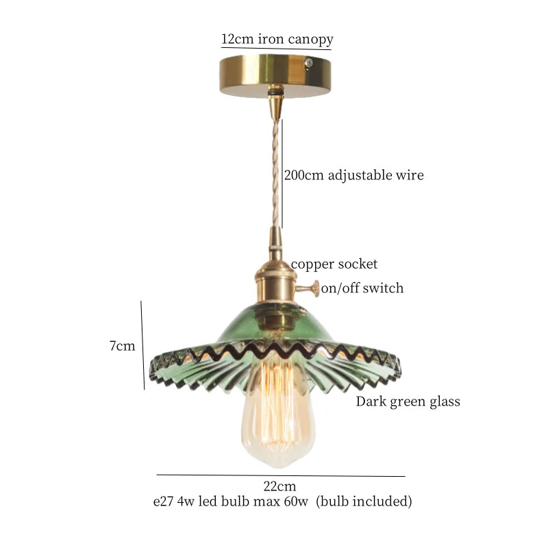 DecorBites™ Brass Glass LED Pendant Lamp for Cafe Bar Restaurant Bedroom Loft