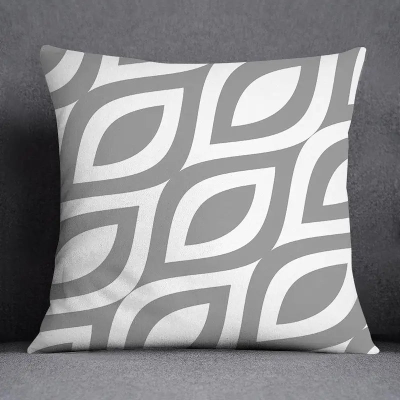 DecorBites™ Geometric Floral Print Lumbar Pillow Case 45X45cm Sofa Cushion Cover