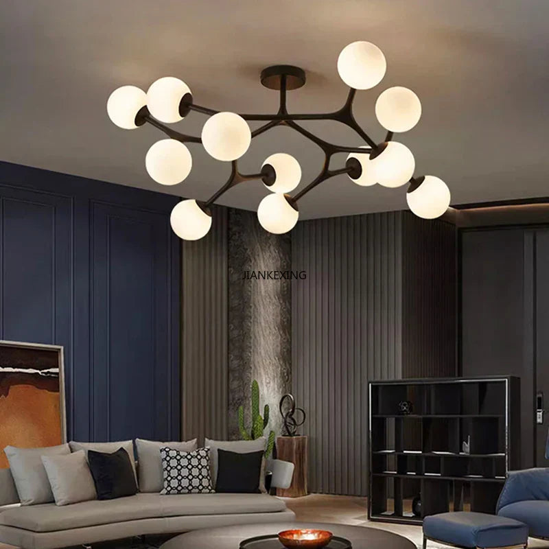 DecorBites™ Glass Ball Ceiling Chandelier: Modern Lighting Fixture for Living Room Bedroom Center Table