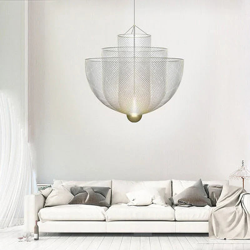 DecorBites™ Grid Meshmatics Dimmable LED Chandelier Pendant - Modern Metal Design